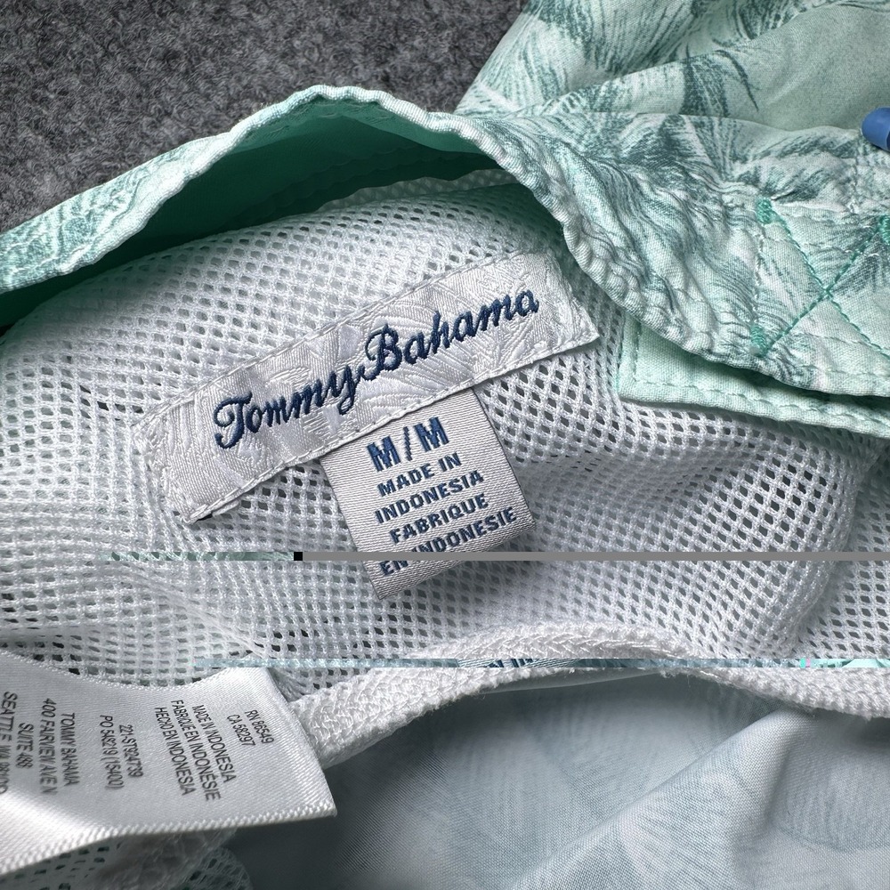 Tommy Bahama Swim Trunks Mens M Green Tropical Palm Print Board Shorts Liner - Picture 8 of 13